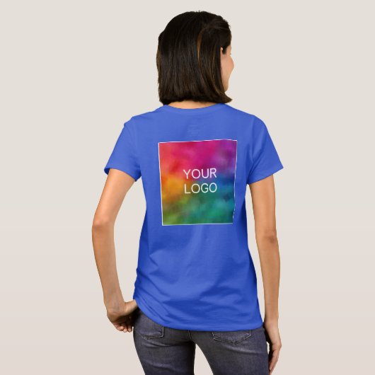 Voeg uw zakelijke Logo elegant Deep Royal Blue toe T-shirt (Achterkant volledig)