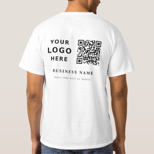 Voeg uw zakelijke Logo en QR-code toe Eenvoudige m T-shirt (Achterkant)