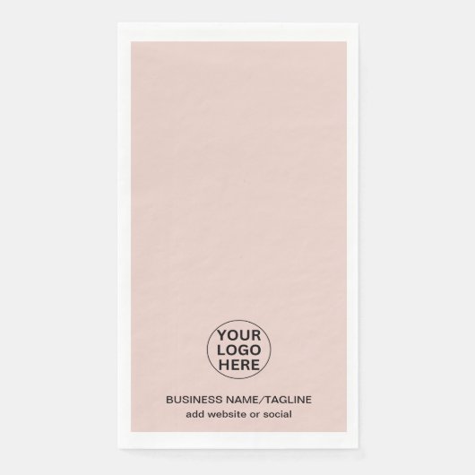 Voeg uw zakelijke Logo en tekst Blush Pink Servet (Voorkant)