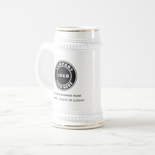 Voeg uw zakelijke Logo en website Slogan Custom Bierpul (Voorkant links)