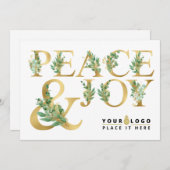 Voeg uw zakelijke Logo toe | Elegant Gold Peace & Feestdagenkaart (Voorkant / Achterkant)