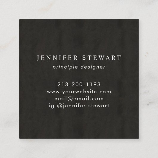 Voeg uw zwart-witbord van het Logo toe, eenvoudig  Vierkante Visitekaartje (Achterkant)