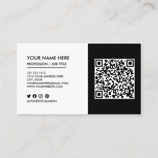 Voeg uw zwarte en witte Logo Professional toe Visitekaartje (Achterkant)