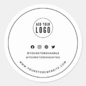 Voeg uw zwarte rand sociale media-markering toe ronde sticker (Voorkant)
