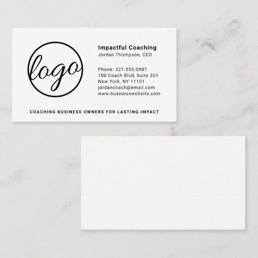 Voeg uw zwarte witte, eenvoudige Logo toe Visitekaartje (Voorkant / Achterkant)