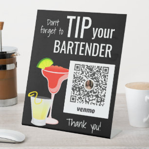 Voeg Venmo QR toe aan Tip Your Bartender Reclamebord Met Voetstuk
