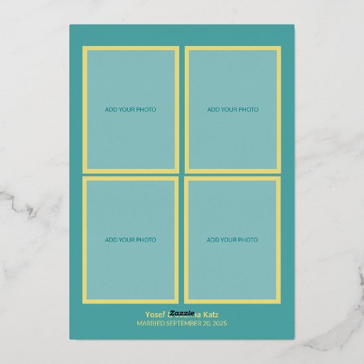 Voeg vier foto's bruiloft aankondiging Kaart (Achterkant)