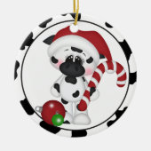 voeg woorden of kerstversiering met afbeelding koe keramisch ornament (Voorkant)