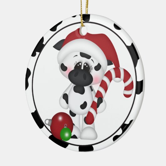 voeg woorden of kerstversiering met afbeelding koe keramisch ornament (Links)