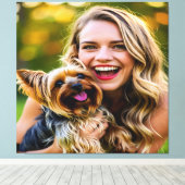 Voeg Yorkshire Terrier-foto personaliseren toe Canvas Afdruk (Insitu (Houten vloer))