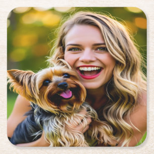 Voeg Yorkshire Terrier-foto personaliseren toe Kartonnen Onderzetters