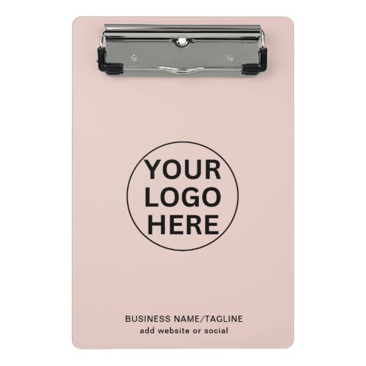 Voeg Zakelijke Logo en tekst l Blush Pink Professi Mini Klembord (Voorkant)