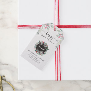 Voeg zakelijke Logo kerst Feestdagen toe aan bedri Cadeaulabel