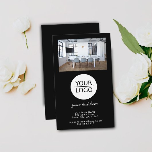 Voeg zwarte foto's van Aangepaste tekstpromotie to Visitekaartje