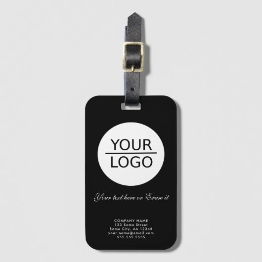 Voeg zwarte promotie van Logo Custom Text Company  Bagagelabel (Voorkant (verticaal))