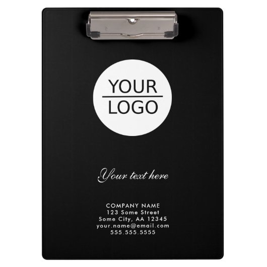Voeg zwarte promotie van Logo Custom Text Company  Klembord (Voorkant)