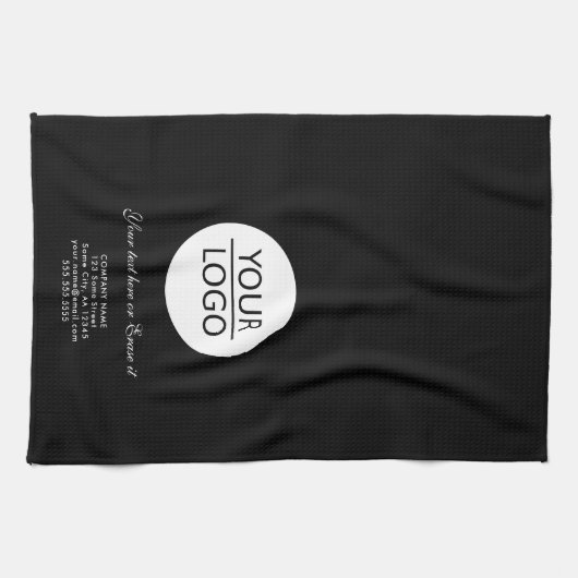 Voeg zwarte promotie van Logo Custom Text Company  Theedoek (Horizontaal)