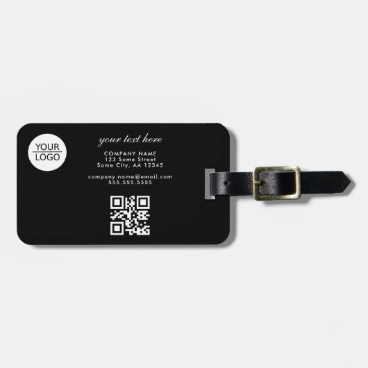 Voeg zwarte promotie voor aangepaste Logo QR-code Bagagelabel (Voorkant horizontaal)