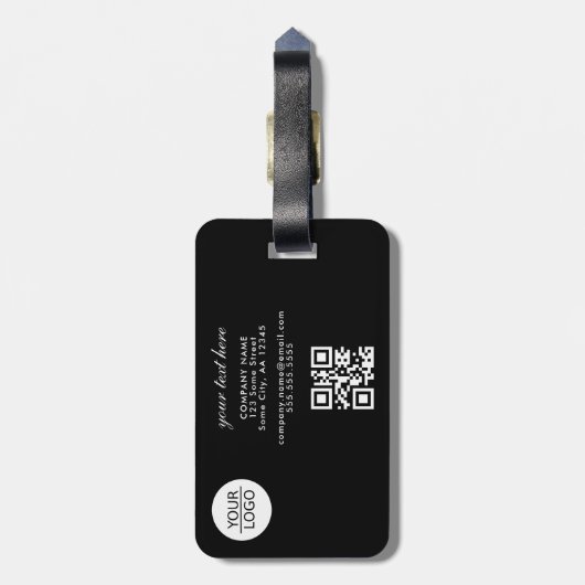 Voeg zwarte promotie voor aangepaste Logo QR-code  Bagagelabel (Achterkant verticaal)