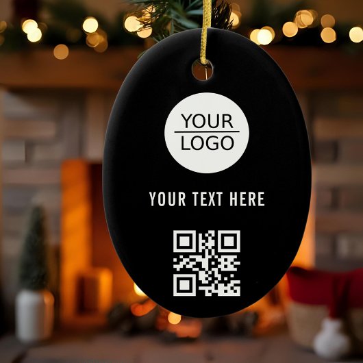 Voeg zwarte promotie voor aangepaste Logo QR-code  Keramisch Ornament