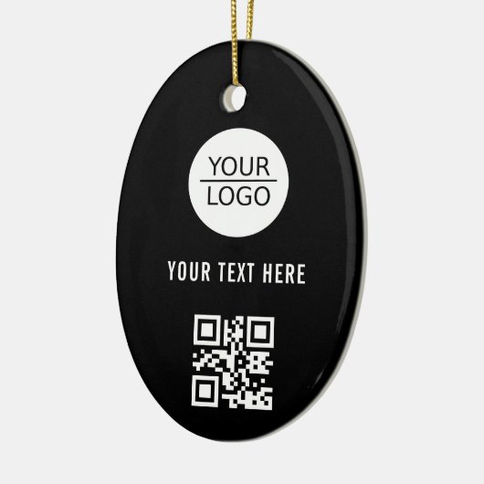 Voeg zwarte promotie voor aangepaste Logo QR-code  Keramisch Ornament (Links)