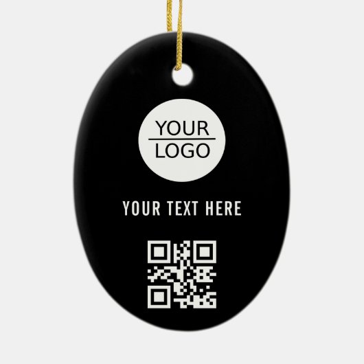 Voeg zwarte promotie voor aangepaste Logo QR-code  Keramisch Ornament (Achterkant)