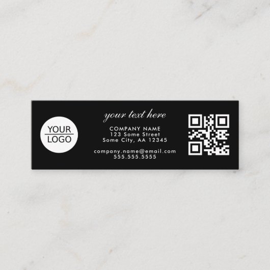Voeg zwarte promotie voor aangepaste Logo QR-code  Mini Visitekaartje (Voorkant)