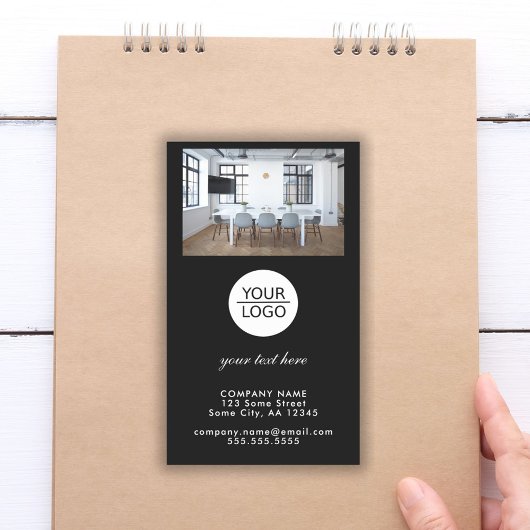 Voeg zwarte promotie voor aangepaste tekst Logo to Rechthoekige Sticker