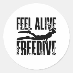 Voel Alive Freedive Apnoe Freediver Freediving Ronde Sticker