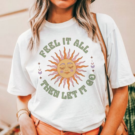 Voel Alles Dan Laat Het Los Retro Boho Zon Tri-Blend Shirt