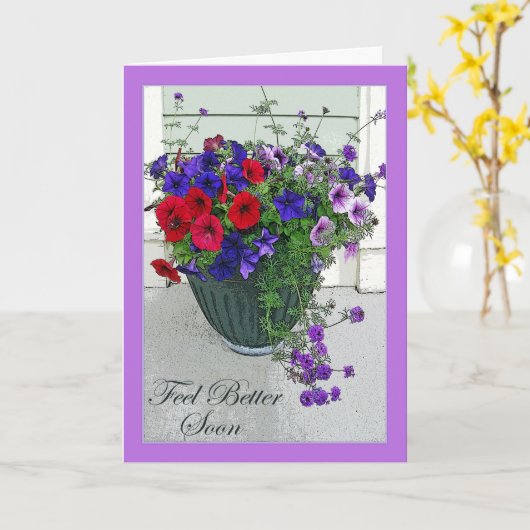 Voel beter spoedig, Bloemstuk, Petunia Kaart (Gele Bloem)