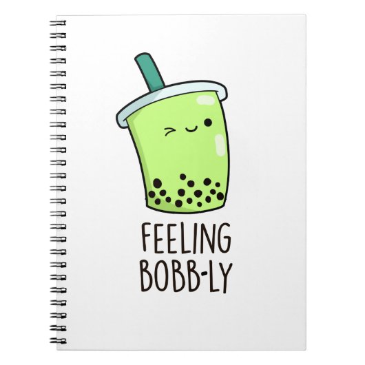 Voel Bobb-ly Grappige Boba Thee Pun Notitieboek (Voorkant)