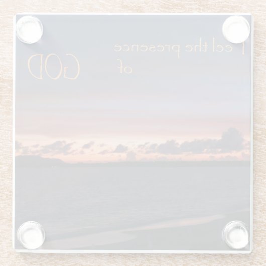 Voel de aanwezigheid van God Glazen Onderzetter (Achterkant)