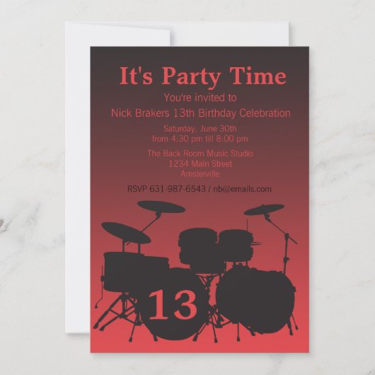 Voel de Beat Drum Uitnodiging (Voorkant)