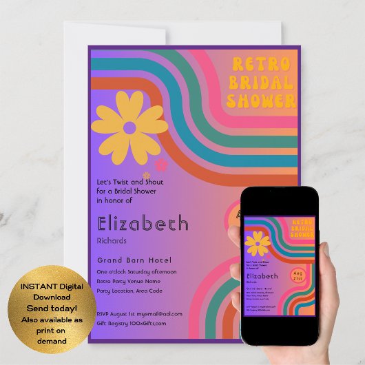 Voel de beat! Kosmisch Retro 70s Vrijgezellenfeest Kaart