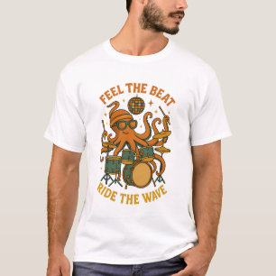 Voel de Beat Octopus Drummer Retro 70s Disco T-shi T-shirt