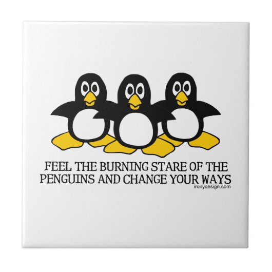 Voel de brandende staar van de pinguïns aan tegeltje (Voorkant)