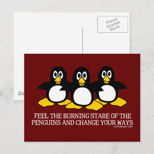 Voel de brandende val van de pinguïns briefkaart (Voorkant / Achterkant)