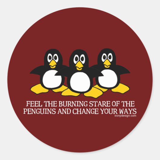 Voel de brandende val van de pinguïns ronde sticker (Voorkant)