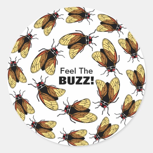 Voel de Buzz Cicada Magicada kleurrijke partij Ronde Sticker (Voorkant)
