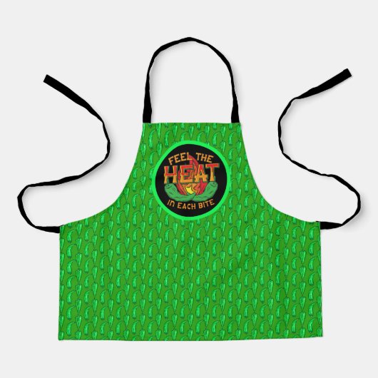 Voel de hitte in elke hap groene chilipeper heet schort (Voorkant)