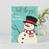Voel de Joy Merry Kerstmis Snowman Holiday Kaart (Staand voorkant)