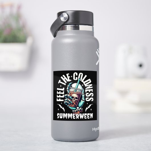 Voel de kilte van Summerween Skull Iced Bubble Tea Sticker (HydroFlask)