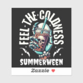 Voel de kilte van Summerween Skull Iced Bubble Tea Sticker (Vel)
