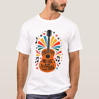 Voel de muziek: Country Festival Guitar Art T-shir T-shirt