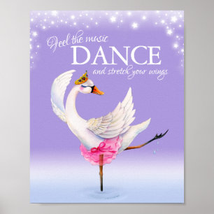 Voel de muziek dans ballet zwaan kinderkamer kunst poster