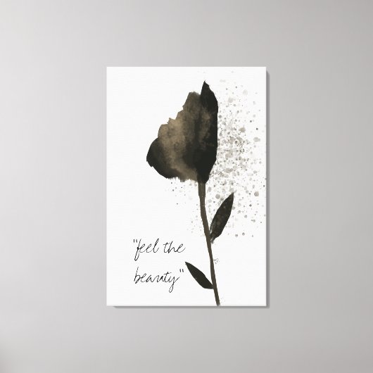 "Voel de schoonheid" Golden Waercolor Tulip Flower Canvas Afdruk (Voorkant)