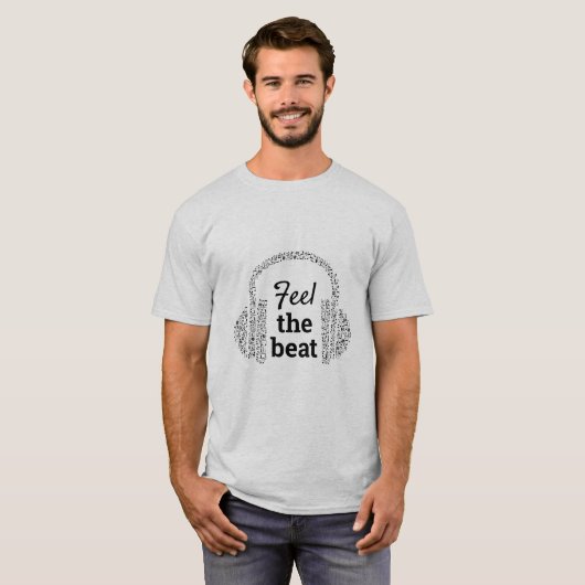 Voel de versleten DJ-hoofdtelefoon moderne muziek T-shirt (Voorkant volledig)