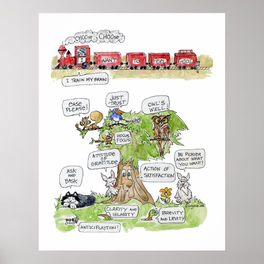 Voel goed Cartoon Dieren Poster (Voorkant)