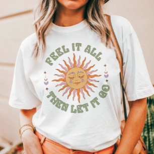 Voel Het Allemaal Dan Laat Het Los Retro Boho Zon Tri-Blend Shirt
